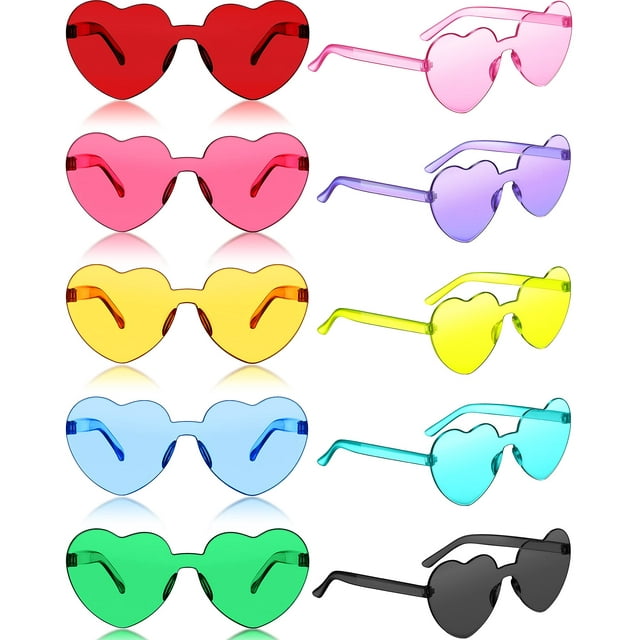 Gafas de Sol Frienda en Forma de Corazón sin Montura en Color Dulce x20