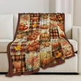 thumbnail image 6 of Fall Pumpkin Blanket Autumn Maple Leaf Throw Blanket Plaid Thanksgiving Orange Flannel Stuff Merch Cozy Decor Fleece Soft Plush Fuzzy Warm Lightweight Bedding Gifts for Women Girls Couch 50"X40", 6 of 6