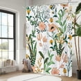 thumbnail image 3 of Floral Shower Curtain, Pink Flowers Tropical Leaves with Green Grey Branches Botanical Plants Bathroom Curtain Waterproof Fabric Machine Washable with Hooks, 36" Wx72 L, 3 of 5
