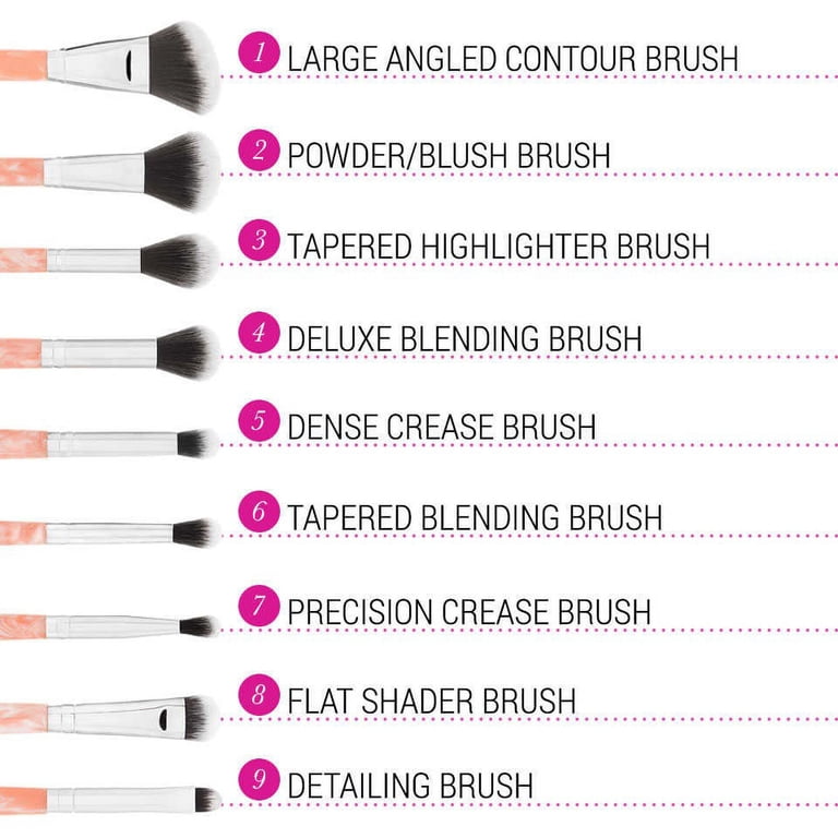 BH Cosmetics Rose Quartz 9 Piece Brush Set - Rose Quartz - Walmart.com