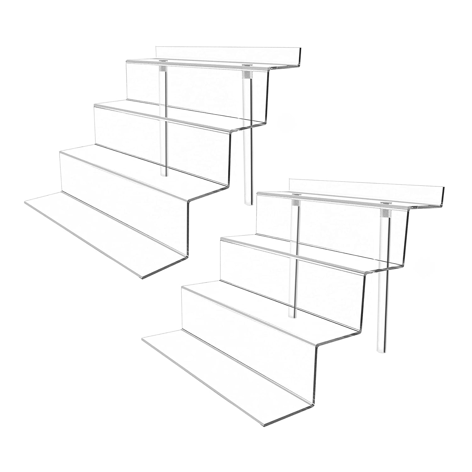 Acrylic Display Stands 4 Tier 2 Pack Clear Display Shelf Riser Acrylic