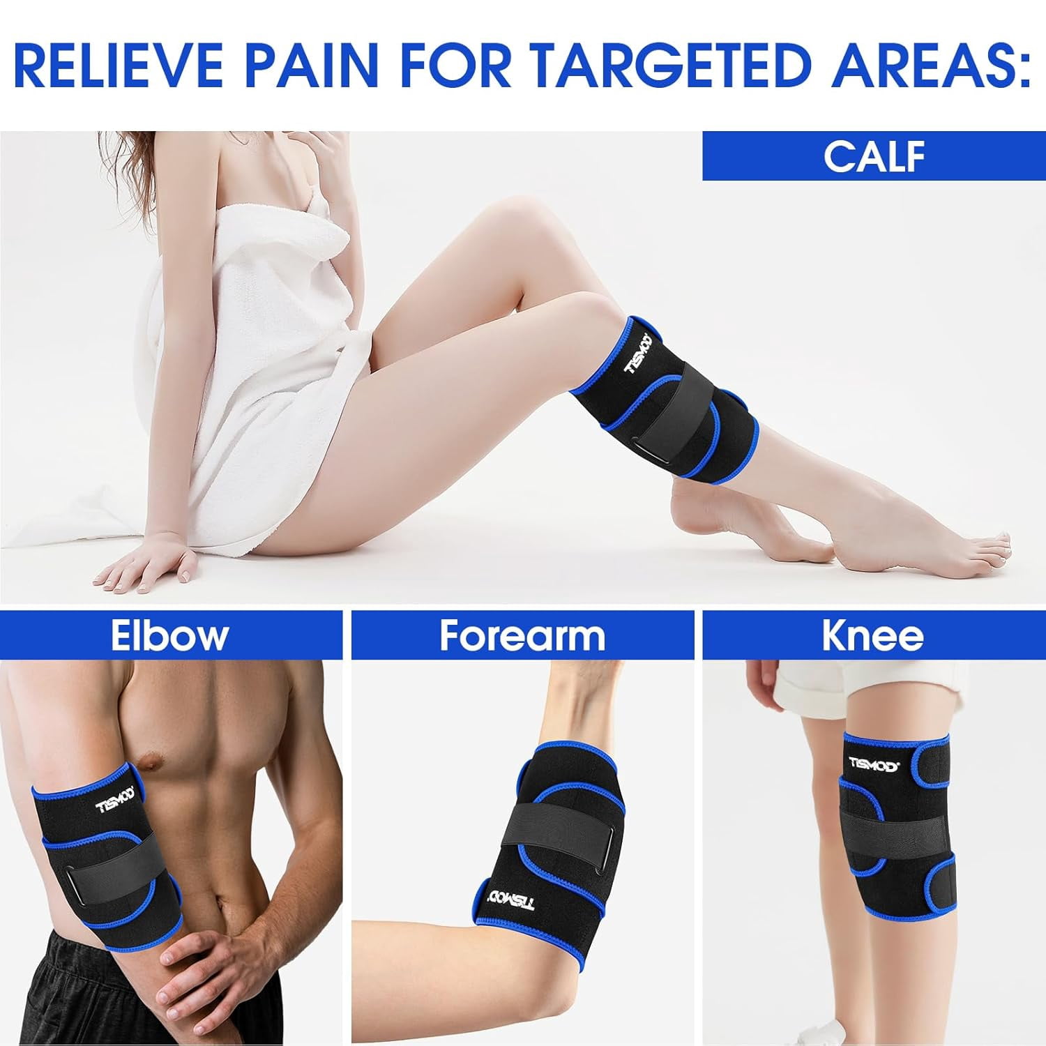 Knee Ice Pack Wrap - Cold/Hot Gel Compression Brace Support For Swelling, Knee Surgery, Meniscus Tear, ACL，MCL, PCL, Women, Men (Blue)