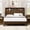 Walnut + MDF, variant on Queen Size bed frame with storage headboard, built-in charging station, wavy curved lines design, silent operation, metal support, Walnut