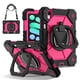 thumbnail image 1 of Funda Resistente a Golpes para iPad mini 2024 / mini 6, Funda Protectora de Silicona + Capa de PC con Rotación de 360°, Soporte de Asa Cuadrada con Correa para el Hombro, Rosa Rosado, 1 of 7