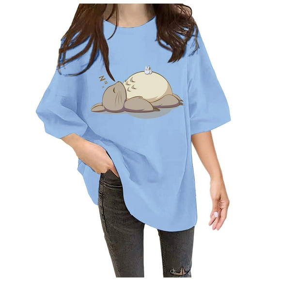 YDLCAFD Tops Women T Shirt Women's Short Sleeved Loose Large Profile T Shirt U Neck Large Size Fashion Large T Shirt Graphic Tank Tops for Women Nike T Shirts Women