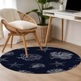 thumbnail image 5 of Round Rugs 4 Ft, Coral Coastal Non Slip Area Rugs for Kitchen Bedroom Entryway, Watercolor Beach Nautical Shells Starfish Washable Carpet Runner Rug Floor Mats for Bedroom Home Decor, 5 of 9