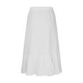 thumbnail image 4 of Ohufall Flowy Maxi Skirts for Women Fashion Solid Casual A-Line Swing Long Skirt Summer Light Comfy Pleated Elastic High Waist Midi Skirt, 4 of 5