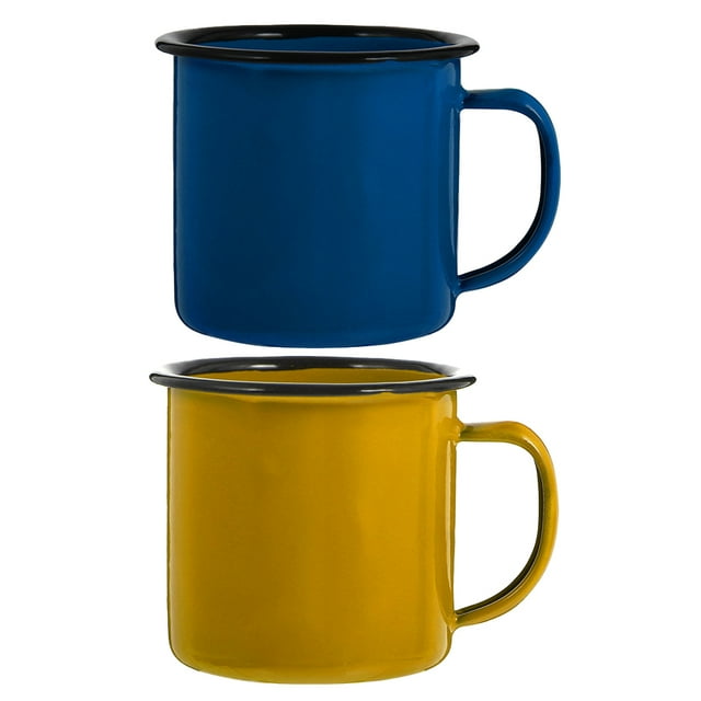 Shisuyan 2pcs Solid-colored Enamel Cup Coffee Mug Kitchen Water Cup Small Enamel Drinks Cup