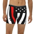 thumbnail image 2 of Salouo Firefighters USA Flag Pattern Men's Boxer Briefs, Soft & Breathable Underwear Elastic Waistband Briefs for Men,1-Pack, 2 of 7