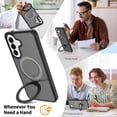thumbnail image 4 of Asuwish Phone Case for Samsung Galaxy A57 5G Tempered Glass Screen Protector Magnetic Folding Stand Frosted Translucent Rugged Shockproof Protective Cell Cover A 57 57A LTE Women Men Black, 4 of 7