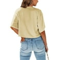 thumbnail image 2 of Dellytop Women Half Sleeve Drop Shoulder Solid Color Basic Crop Tops, 2 of 3