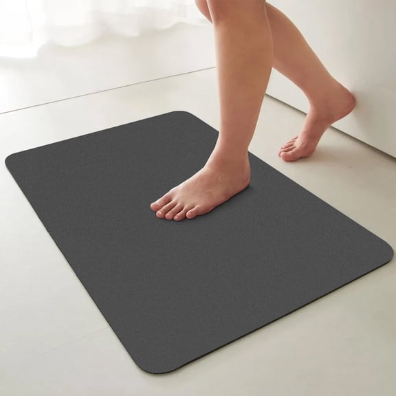 Ultra Thin Door Mat Indoor Entrance, 1/10 in Thin Door Mats for Inside Entry, Non-Slip Rubber Backing Washable Doormat, Fade Resistant, Absorbent, Low Profile Dirt Trapper, 24''X16'', Dark Grey