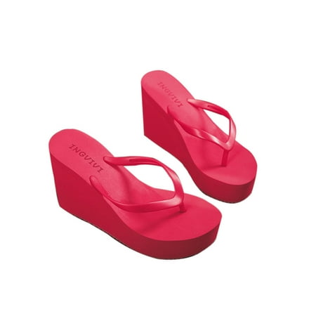 

SIMANLAN Ladies Flip-flops Summer Thongs Sandals Beach Sandal Womens Casual Shoes Slip On Red US 8