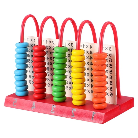 GJX Wooden Abacus for Kids, 5-Stage Math Counting Beads with Red Base, Educational Preschool Learning Toy, Early Arithmetic and Calculation Tool for School
