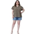 thumbnail image 3 of DARING DIVA Women's Plus Floral V Neck Tulip Sleeve Casual Blouse 2X Beige, 3 of 6