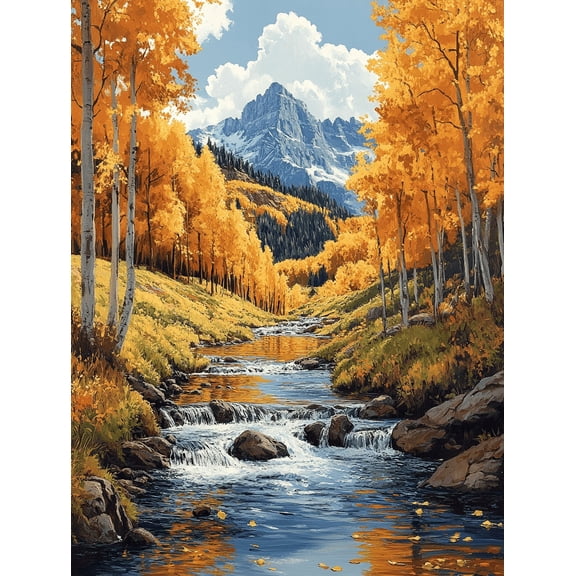 Autumn River Landscape Canvas Print/Wall Art, Suitable for Living Room, Bedroom, Office, Dining Room, and Hallway Decoration.