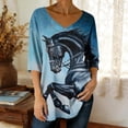 thumbnail image 2 of Idoravan Womens Tops Dressy Casual 3/4 Sleeve Women's 3/4 Sleeve V-Neck Pullover Casual Loose-Fitting Printed Top S Multicolor Xl, 2 of 5