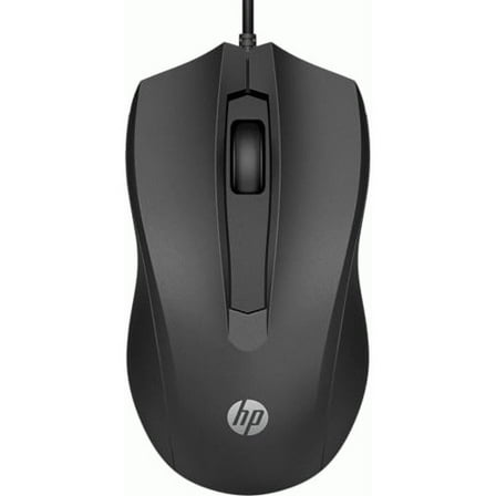 HP Wired Mouse 100 - Precise Optical Sensor with 1600 DPI - Easy USB Connection - Ambidextrous Design - 3 Button Control & Built-in Scrolling - Multi-OS Compatible (6VY96AA#ABL)