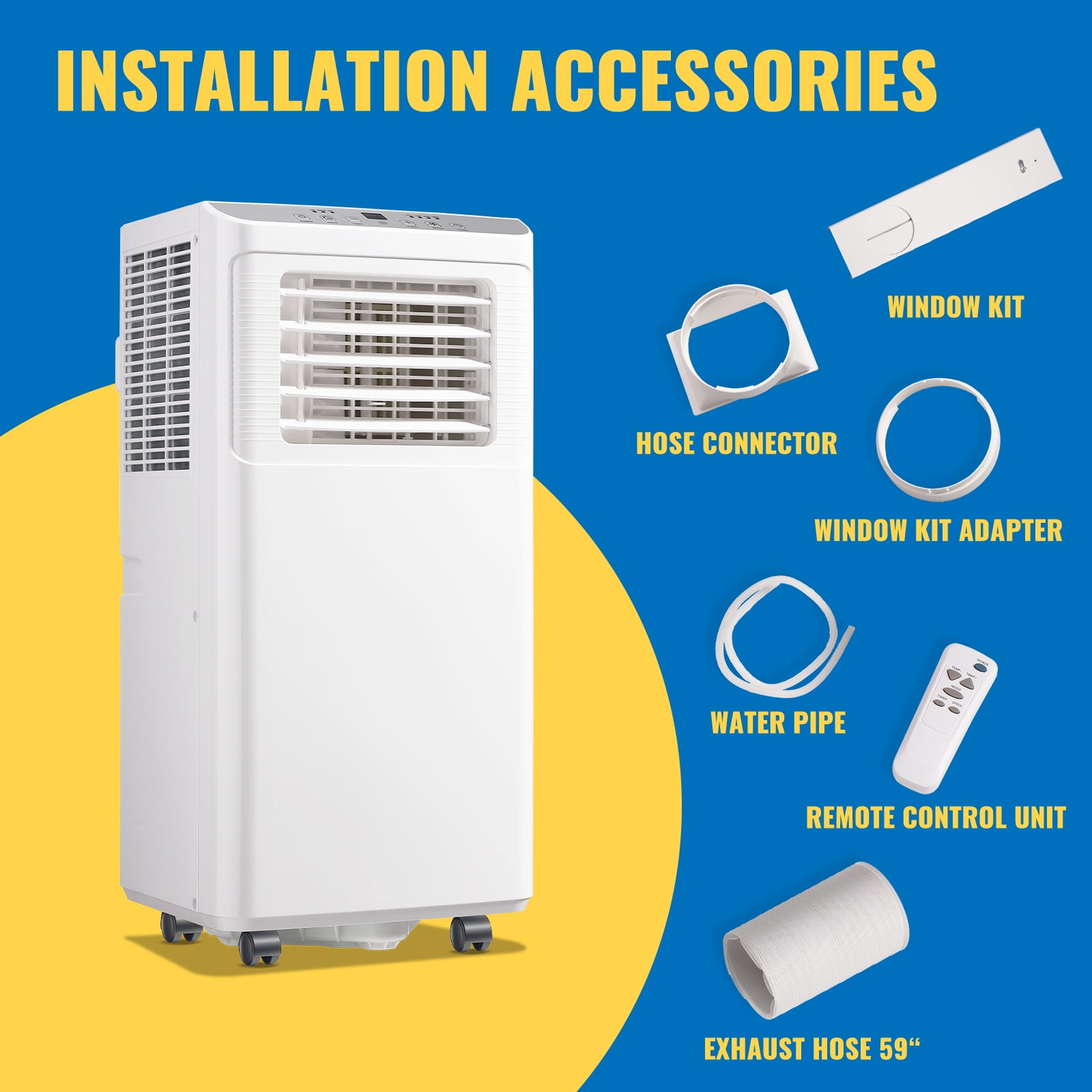 DEMULLER 4400BTU(8000 ASHRAE) Portable Air Conditioner with Remote, Covers up to 250 Sq.Ft. AC Unit