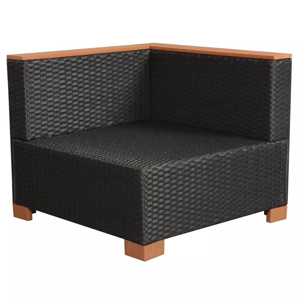 Kepooman 7 Pcs Outdoor Patio Rattan Sectional Chair Set with Cushions & Tea Table, Black Kepooman 7 Pcs Outdoor Patio Rattan Sectional Chair Set with Cushions & Tea Table, Black