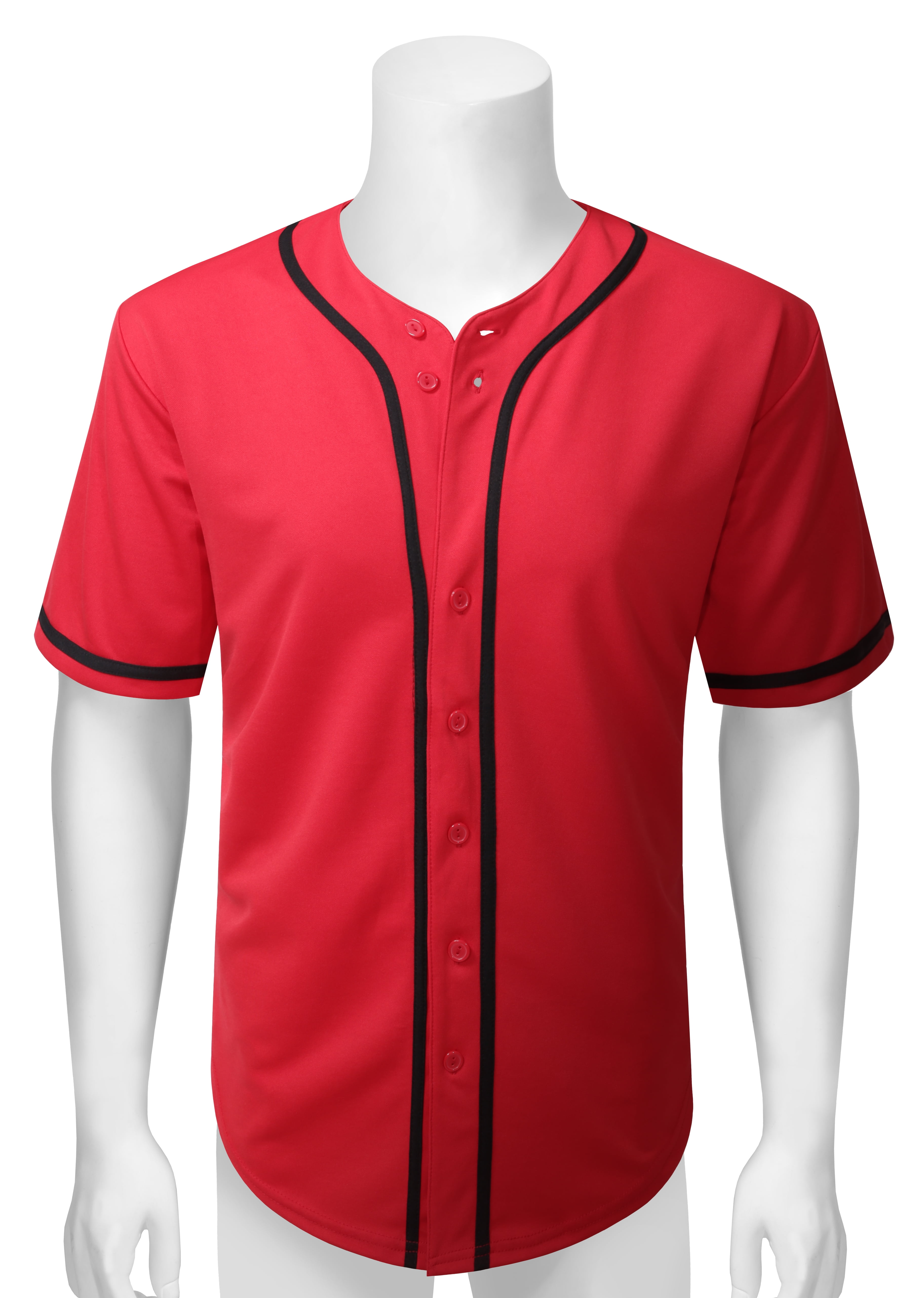Allsense Men's Basic Sport Outline Baseball Jersey Classic Short Sleeve Shirt  Red 3XL 