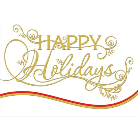 Designer Greetings Gold Foil Happy Holidays Die Cut Box of 18 Christmas