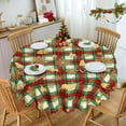 thumbnail image 3 of Eikione Christmas Tablecloth Round 60 Inch, Red-and-Green Checked Table-Cloth Reindeer Snowflake, Wipeable Table Cover for Picnic Party, 3 of 5