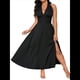 thumbnail image 3 of Vestido de Fiesta con Escote en V y Temperamento Francés para Mujer, Talla Grande Negro XXL, 3 of 9