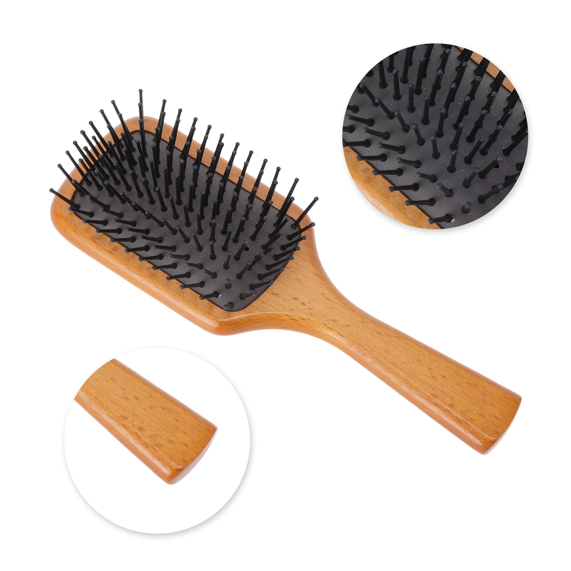 Unique Bargains 1 Pc Wood Airbag Hair Comb for Hair Care Dark Brown, Black 7.87"x2.76"