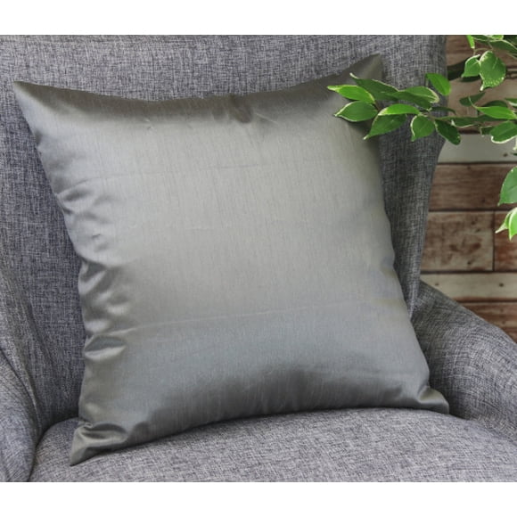 (24x24","Charcoal) - Creative Solid Faux Silk Euro Shams / Pillow Covers - Multi Colours / Size