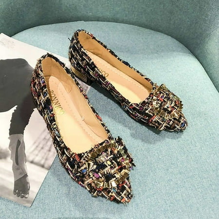 

Women Girls Solid Big Size Slip On Flat Shallow Comfort Casual Single Shoes