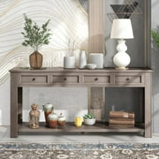 Euroco Storage Solid Wood Console Table, Gray Wash