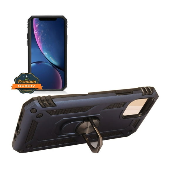 Apple iPhone 11 PRO MAX Phone Case Hybrid 360° Ring Stand Armor Shockproof Dual Layers TPU & PC 2 in 1 Protection Holder with Ring Kickstand for Magnetic Car Mount Cover BLUE for iPhone 11 Pro Max