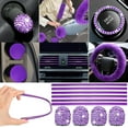 thumbnail image 6 of chalian 47 Pcs Car Seat Cover Full Set Car Accessories for Front Rear Seat Fluffy Steering Wheel Cover Belt Automotive Floor Mats Air Conditioner Decoration Strip(Purple), 6 of 13