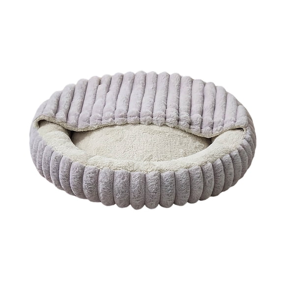 CSStudio Cozy Hooded Round Pet Bed, Soft Semi-Enclosed Cat Dog Bed, Double Sided Warm Calming Nest Bed for Small Medium Dogs & Cats, Anti- Winter Sleeping Cushion