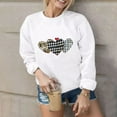 thumbnail image 5 of Womens Valentines Day Tops Leopard Buffalo Plaid Heart Graphic Sweatshirts Crewneck Pullover Tops, 5 of 8