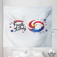 thumbnail image 1 of 4th of July Tapestry, Stars and Eagle Ornamented Happy Independence Day Text Image, Fabric Wall Hanging Decor for Bedroom Living Room Dorm, 5 Sizes, Pale Blue Grey and Multicolor, by Ambesonne, 1 of 1