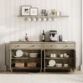 thumbnail image 5 of Mid-Century Morden Style TV Stand for 100 inch TV, Wooden Universal Entertainment Center with Storage Cabinets for Living Room or Bedroom, Wash Gray, 5 of 7