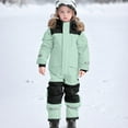 thumbnail image 5 of Xyant Snow Suit for Kids Fashion Boys Girls One Piece Snowsuit Kids Toddler Ski Suit Outfit Windproof Waterproof Snowboard Suit Teen Winter Clothes (Light Green,12-13 Years), 5 of 7