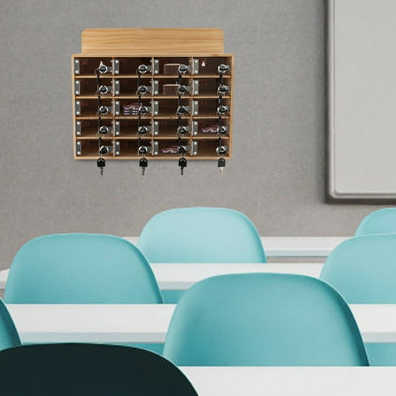 20 Slots Cell Phone Locker Box Wood Cell Phone Storage Cabinet With Locks Office Factory School Gym