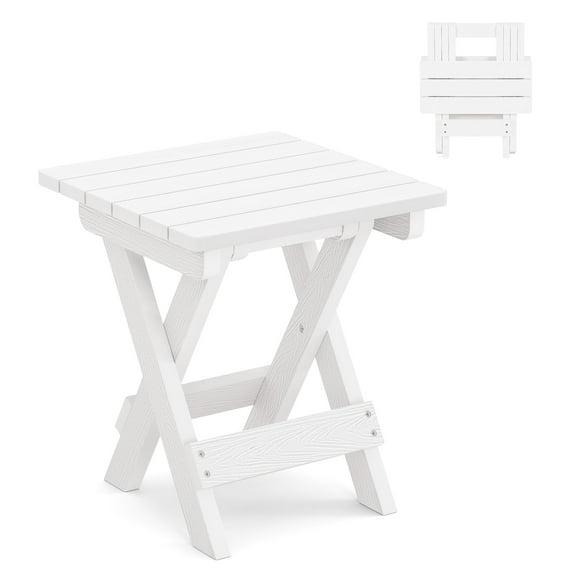 Mesa auxiliar plegable LUE BONA HDPS blanca 37x32x36cm