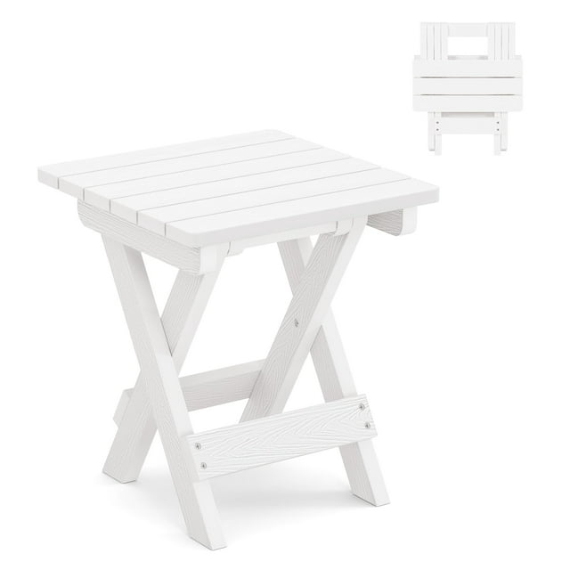 Mesa auxiliar plegable LUE BONA HDPS blanca 37x32x36cm
