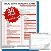 30Packs Annual Vehicle Inspection Report Form and Label, 3-Layer Vehicle Inspection Report Forms Including Duplicates and Cardboard Backing, 2-Ply FMCSA Annual Inspection Adhesive Vinyl Sticker