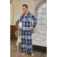 thumbnail image 5 of Vulcanodon Mens Flannel Plaid Pajama Set，Long Pajamas Warm Lightweight Pjs Set with Pockets(Blue-white plaid, Medium), 5 of 6