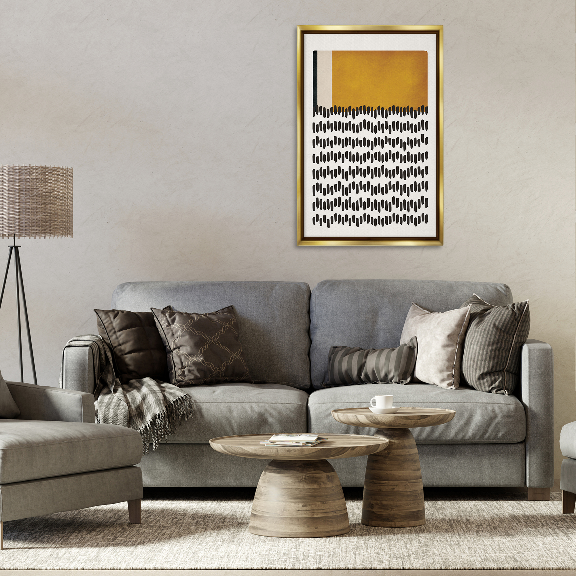 Stupell Industries Geometric Crosby Street Abstract Painting Gold Floater Framed Canvas Art Print Wall Art, 21 x 31