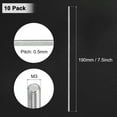 thumbnail image 3 of Uxcell 10-Pack Fully Threaded Rod, M3x190mm 304 Stainless Steel Right Hand Thread Bar Studs Metric Threaded Screw, 3 of 7