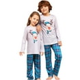 thumbnail image 2 of WIBACKER Kids Christmas Gray Reindeer Pajamas Long Sleeve Holiday Pjs Set Toddler Boys Girls Xmas Jammies 2-14 Years, 2 of 11