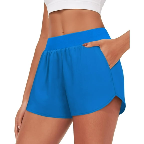 Athletic Shorts for Women High Waisted Running Shorts Elastic Waistband Gym Bottoms with Pockets Breathable Workout Summer Activewear