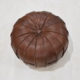 thumbnail image 3 of Round Shaped Buffalo Leather Handmade Eco-Friendly Brown Color - Round Shape Pouf, 14"x14"x14", Plain Solid Pouf, Buffalo Leather Pouf, Recycled Foam with Fibre Fill Stuffed Pouf, Leather Seating Pouf, 3 of 5