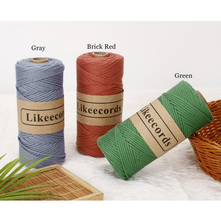 Likeecords 100% Cotton Crochet Yarn For Bag,2Mm X 160 Yards,Macrame  Cord,Chunky Yarn For Crocheting Handbag, Purse,Blankets Craf